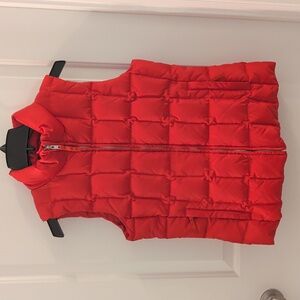 GAP Red Quilted Down Filled Puffer Vest With Vibrant Orange Interior